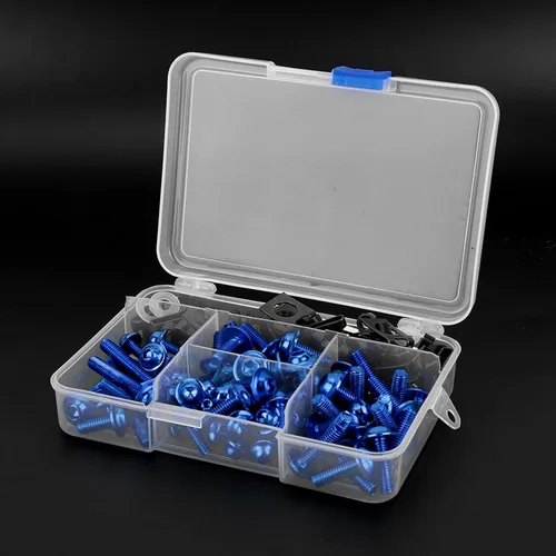 Vista 6 de Tornillos, kit universal de carenado de 177 piezas de tornillos de motocicleta M5 M6 apto para motos deportivas (azul)