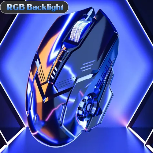 Vista 4 de Ratón para juegos con cable, mouse USB ergonómico 1200 1800 2400 3600 DPI, mouse silencioso con cable para computadora con retroiluminación RGB, 6
