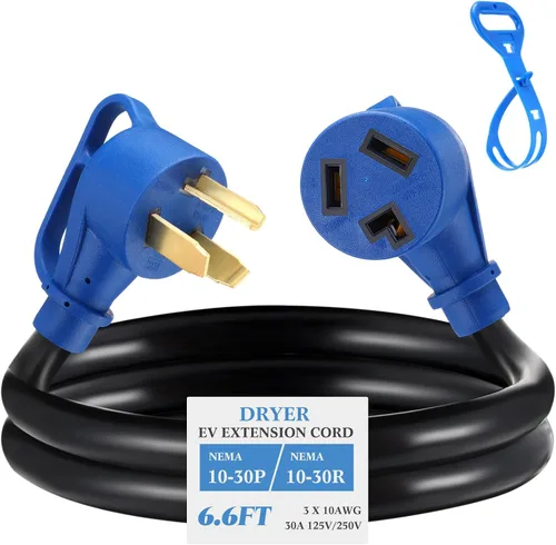 Vista 15 de Kanayu Cable de extensión NEMA 10-30p/r para secadora de 3 clavijas de 6.6 Negro