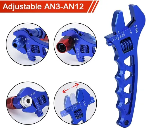 Vista 3 de PTNHZ AN Llave ajustable de aluminio ligero AN3-AN12 Llave de herramienta de montaje de manguera (azul)
