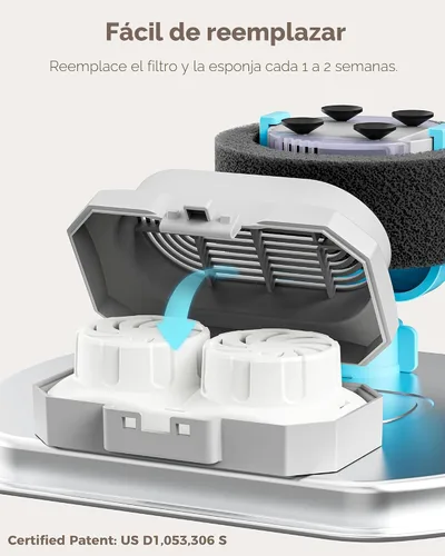 Vista 3 de Neareal Paquete de 6 filtros de repuesto oficiales y esponjas de prefiltro para fuente de agua de acero inoxidable para gatos de 108 onzas / 3.2 L
