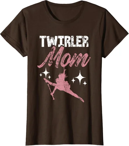 Vista 12 de Twirler Mom Baton Madre Majorette Funny Gymnastic Twirling T-Shirt Negro