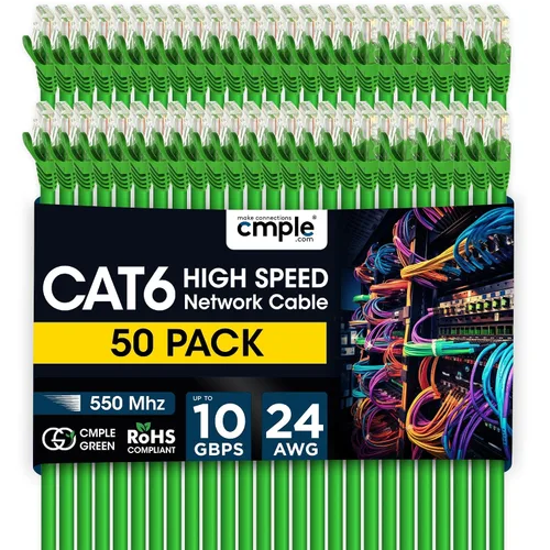 Vista 42 de Cmple - Cable Ethernet Cat 6 de 1.5 pies, cables de conexión Cat6, cable LAN de 10 Gbps, cable de red de 550 MHz, conectores RJ45, compatible