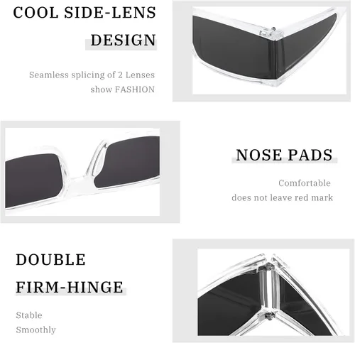 Vista 5 de FEISEDY Cool Rectangular Gafas de sol con lentes laterales hombres mujeres tendencia retro gafas de sol B2739