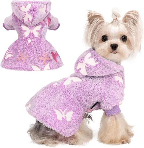 Vista 10 de Sudadera con capucha para perro, ropa de invierno para perros pequeños, niño, niña, ropa para mascotas, vestido para perros, abrigos para clima