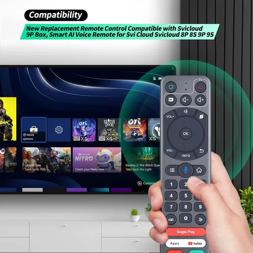 Vista 2 de Nuevo control remoto de repuesto compatible con Svicloud 9P Box, Smart AI Voice Remote para Svi Cloud Svicloud 8P 8S 9P 9S