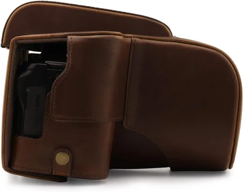 Vista 7 de MegaGear Funda de piel sintética compatible con Nikon Coolpix P950 - Marrón oscuro (MG1879)