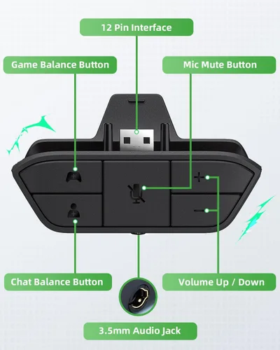 Vista 5 de Stereo Headset Adapter for Xbox One - Adjust Audio Balance (model 2)