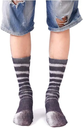 Vista 2 de Divertidos calcetines de patas de animales, calcetines novedosos locos 3D de pata de gato y perro, calcetines de Navidad para mujeres y hombres