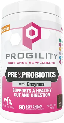 Vista 5 de Nootie Progility - Mini suplemento pre y probiótico, suplemento de ayuda digestiva para perros, 60 masticables suaves por envase