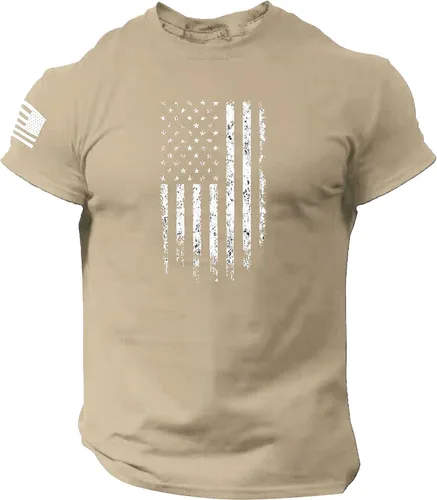 Vista 22 de Camisetas de verano para hombre, estilo casual, ajustado, manga corta, de algodón, patriótica, de Estados Unidos, con bandera americana, camiseta