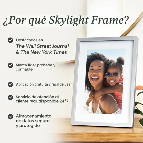 Vista 5 de Skylight Marco – Marco de fotos digital WiFi de soporte al cliente, pantalla táctil marco de fotos digital con fácil instalación, regalos de fotos