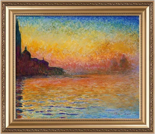 Vista 139 de IPIC - Reproducción artística de los lirios de agua de Claude Monet 1906, impresiones giclée coinciden con el marco dorado clásico, arte de pared