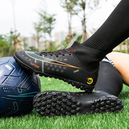 Vista 4 de Botas de fútbol para hombre Turf Hightop TF zapatos de fútbol profesionales para interiores y exteriores