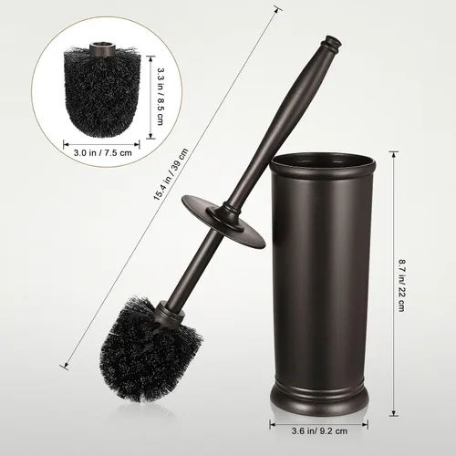 Vista 8 de Juego de Portaescobillas para Inodoro: Cepillo Limpiador de Inodoro de Limpieza Profunda para Bordes con Soporte para Baño Rv - Accesorios B-bronce