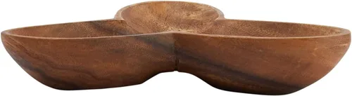 Vista 3 de Moderno cuenco de madera de acacia con 3 compartimentos, natural