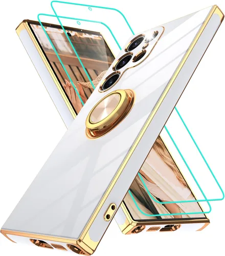 Vista 146 de Funda para Motorola Moto G 5G 2024: Funda Moto G Play 5G 2024 con 2 piezas de protectores de pantalla, soporte de anillo de rotación de 360°