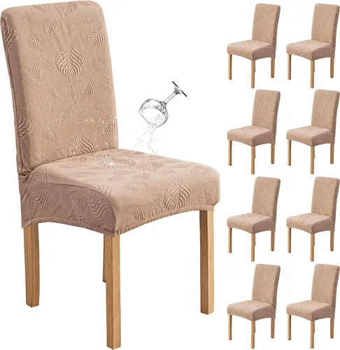 Vista 20 de Genina - Juego de 2 fundas impermeables para sillas de comedor, fundas para sillas de cocina, color beige