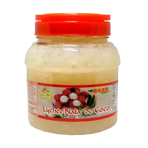 Vista 2 de Bolle Lychee Nata De Coco Jelly Topping Boba Bubble Tea Ingrediente 35 onzas con 1 regalo adicional (juego de 2 piezas)