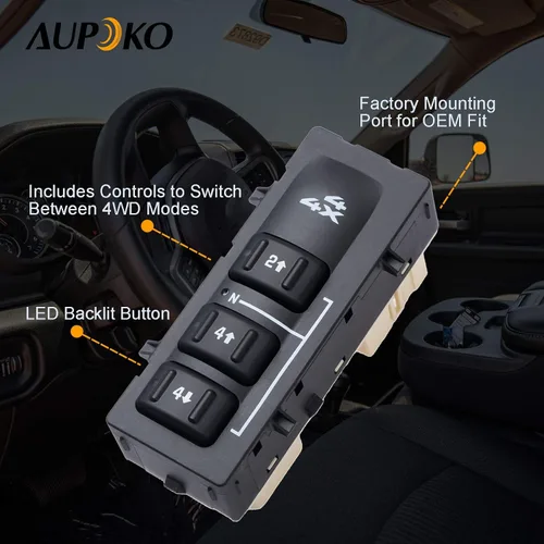 Vista 4 de Aupoko Interruptor selector 4WD, interruptor de caja de transferencia de 3 botones de tracción 4x4, sustituye a # 19259312 15164519 15136040