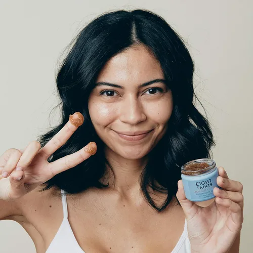 Vista 4 de Eight Saints Zen Out Of Ten Bamboo Detox Exfoliante facial, exfoliante facial diario natural y orgánico con fibras de bambú para desatascar