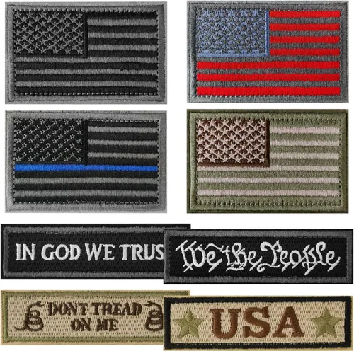 Vista 9 de AXEN American Flag Patches Pack, Tactical Morale US Flag Patch Pack Loop and Hook Fasten for Backpack Hat Cap Uniform Vest, Pack of 20