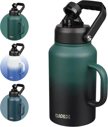 Vista 45 de BJPKPK Botella de agua aislada de un galón (128 onzas), de acero inoxidable, apta para lavavajillas, jarra sin BPA con mango ergonómico y parte