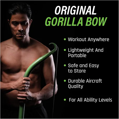 Vista 7 de Gorilla Bow Original All-in-One Portable Home Gym System, Professional-Grade Resistance Band Bar for Strength Training, HIIT & Full Body Workouts