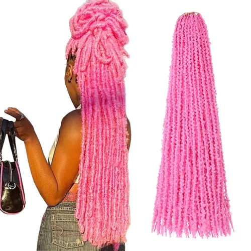 Vista 5 de ZRQ Butterfly Locs Cabello de Ganchillo Corto 6 Paquetes Negro Cabello Bob de Ganchillo 8 Pulgadas Locs Sintéticos Desordenados Desgastados Trenzas