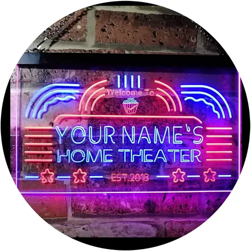 Vista 14 de ADVPRO Letrero de neón LED de un solo color personalizado para cine en casa, decoración de año establecido, 12 x 8.5 pulgadas, st4s32-ph1-tm-b Azul