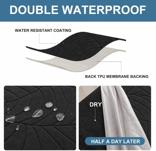 Vista 4 de Fundas de silla para comedor Fundas de jacquard impermeables (negro, 2 piezas) Las fundas de jacquard elásticas impermeables refrescan las sillas