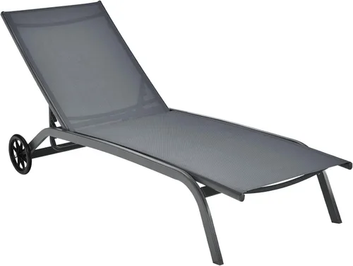 Vista 9 de COSTWAY Tumbona para exteriores con ruedas, silla de bronceado ajustable de 6 posiciones con marco de aluminio estable, silla de descanso portátil