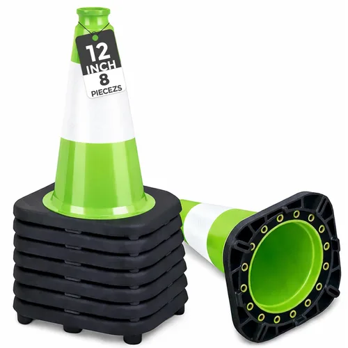 Vista 31 de BESEA Paquete de 4 conos de tráfico azules de 12 pulgadas con collar reflectante de 4 pulgadas, conos de seguridad de PVC resistentes con base