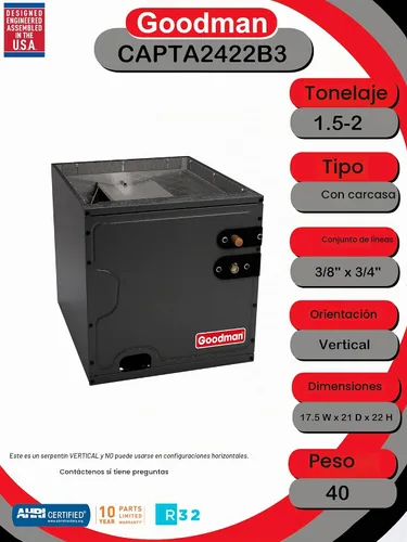 Vista 3 de Goodman 2 toneladas 14 SEER R410A 96% AFUE 60,000 BTU vertical horno de gas dividido sistema