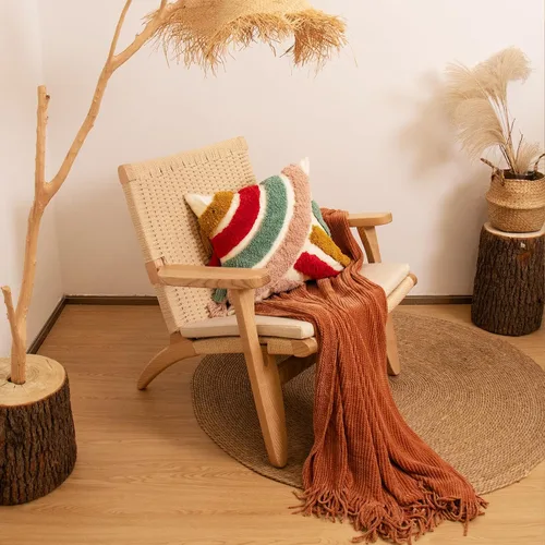 Vista 7 de lifein Fundas de almohada de 18 x 18 pulgadas, fundas de almohada copetudas de jacquard bohemio, fundas de almohada decorativas para casa de campo