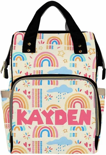 Vista 14 de Mochilas personalizadas con nombre personalizado para bebé, bolsa de pañales con monograma con bolsillos térmicos para adultos y niños, impermeable