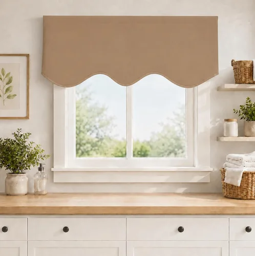 Vista 38 de Aquazolax Half Window Curtains 24 Inch Length, 28" Wide Rod Pocket Small Window Treatment for Kitchen, Bathroom, Camper, Beige, 2 Panels Set