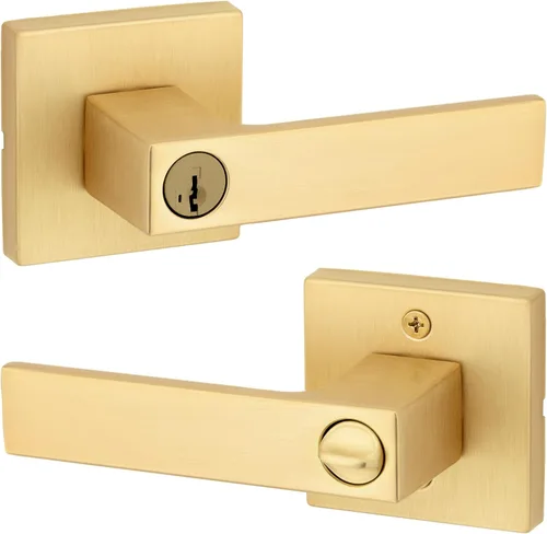 Vista 24 de Kwikset Singapore - Manija de puerta de cromo pulido (2 unidades)