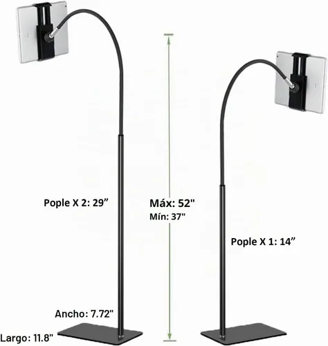 Vista 2 de Soporte de suelo para tableta con cuello de cisne flexible y base estable, soporte para tableta ajustable de 360 grados para iPad, teléfono celular