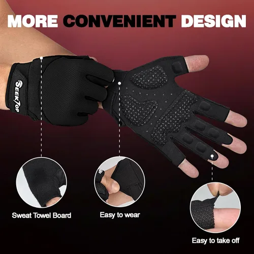 Vista 3 de Seektop Guantes de entrenamiento transpirables para mujeres y hombres, guantes gruesos acolchados para levantamiento de pesas, protección completa