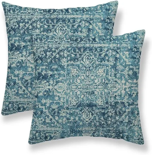 Vista 23 de Juego de 2 fundas de almohada bohemias de 16 x 16 pulgadas, color negro y marrón, fundas de almohada con patrón de alfombra étnica rústica, fundas