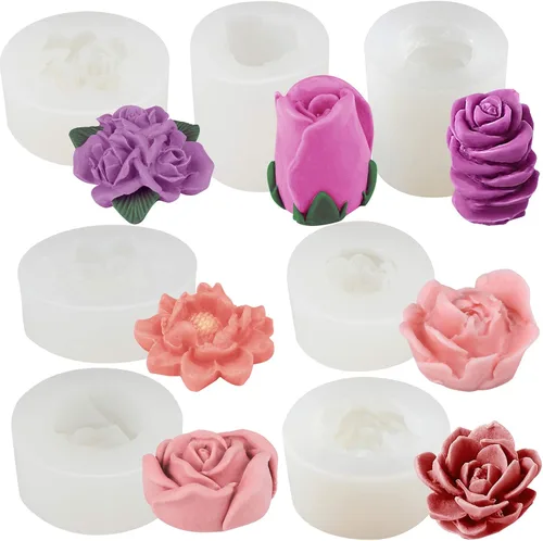 Vista 7 de Funshowcase Juego de moldes de silicona para cactus y plantas suculentas para resina epoxi, jabón, vela, cera, polímero, arcilla, yeso, fondant