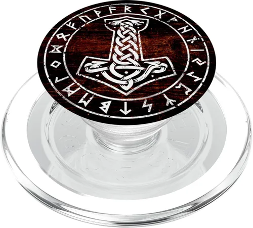 Vista 8 de Mjolnir Thor Hammer Viking Norse Mythology - PopSockets - Soporte para teléfonos y tabletas, Negro