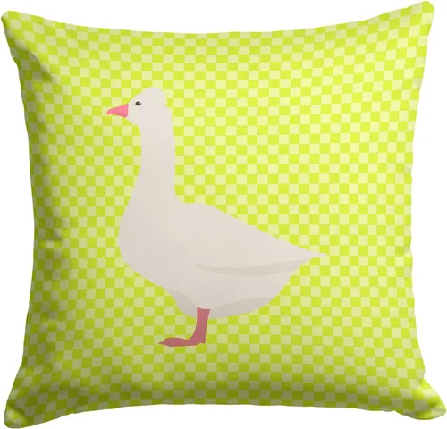 Vista 330 de Caroline's Treasures BB8163PW1414 Beltsville - Almohada decorativa de tela a cuadros pequeños, color blanco, pavo y gallina azul, lavable a máquina