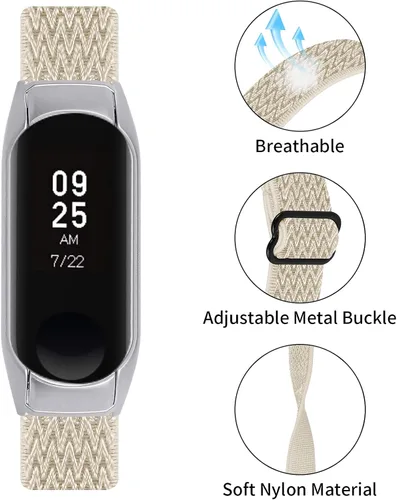 Vista 4 de Correa deportiva compatible con Xiaomi Mi Band 5, banda elástica de repuesto tejida deportiva suave transpirable ajustable de 5.3 a 8.3 pulgadas