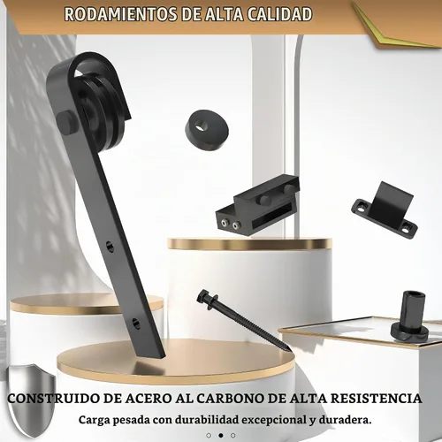 Vista 5 de Kit de herrajes para puerta corrediza de granero de 5 pies, riel resistente