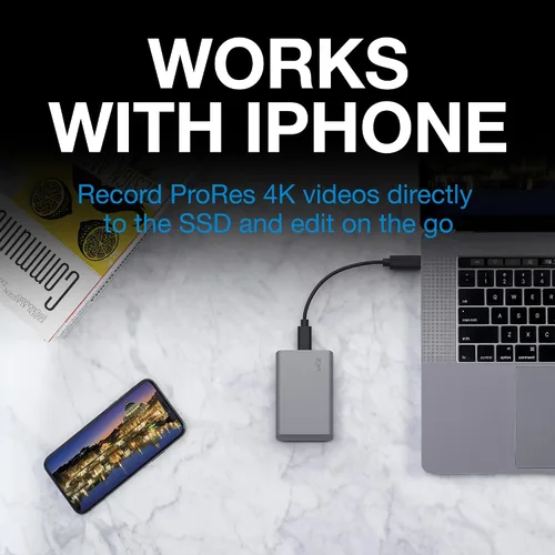 Vista 9 de LaCie Mobile Drive Secure - Unidad de estado sólido externa de 500 GB SSD portátil, color gris espacial, USB-C 3.2, para PC y Mac