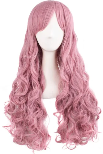 Vista 80 de Peluca MapofBeauty Lolita para disfraz, cabello largo, rizado, con coleta, Blanco