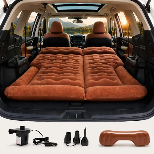 Vista 9 de Cama inflable para colchón de aire SUV, cama de campamento de viaje de doble cara (gris)