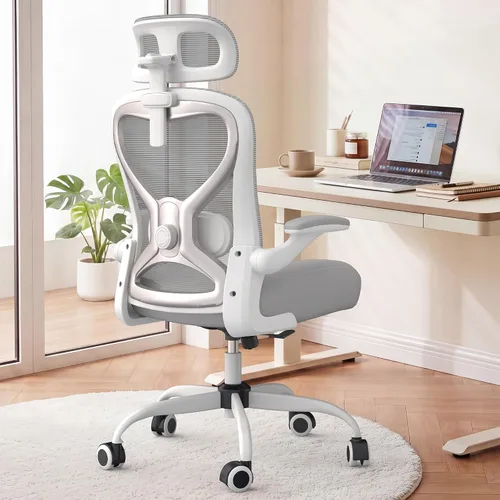 Vista 13 de Silla de oficina ergonómica para largas horas y alivio del dolor de espalda, diseño que ahorra espacio con soporte lumbar ajustable, brazos negro